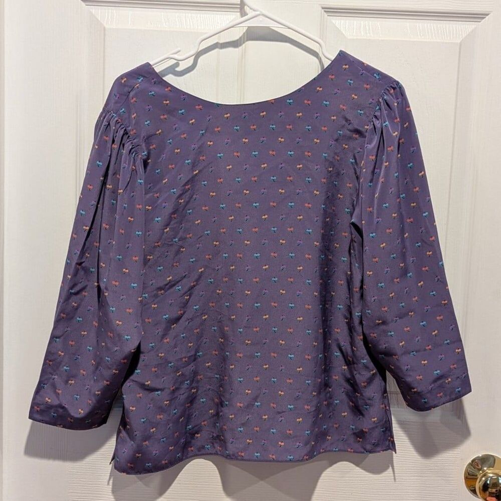 Vintage Prophecy Size 12 Purple and Multi Print Blouse Made in USA‎